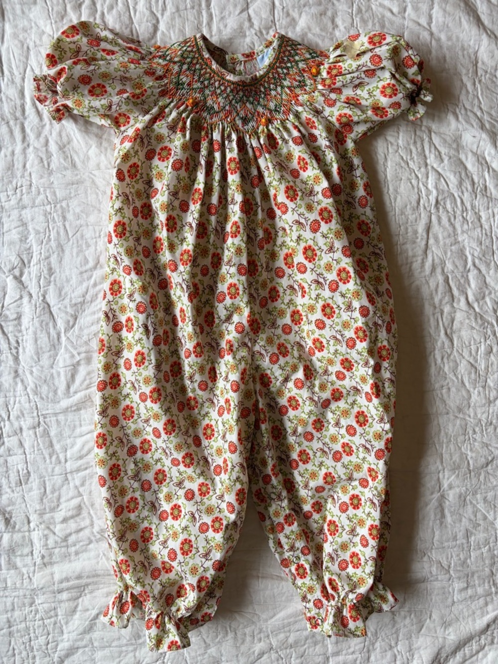 Smocked Fall Floral Baby Romper, 24 mo